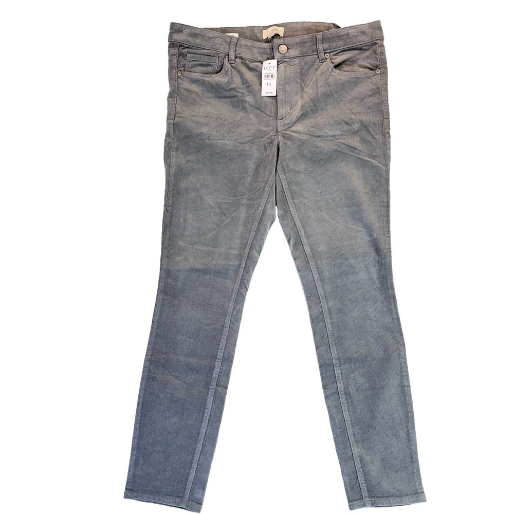 NWT LOFT Curvy Skinny Corduroy Pants Women's Size 10 Gray 28" Inseam NEW Preppy